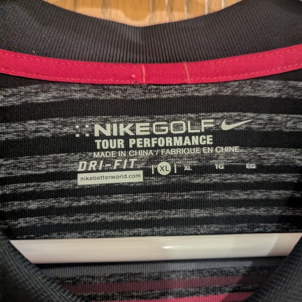 Nike Golf Tour Performance Dri Fit Fashion‎ Stripe Polo Shirt-XL